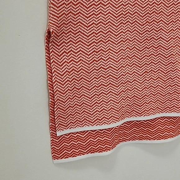 Tory Burch Sport Sleeveless Knit Top Orange White Chevron Size XS - Picture 7 of 17